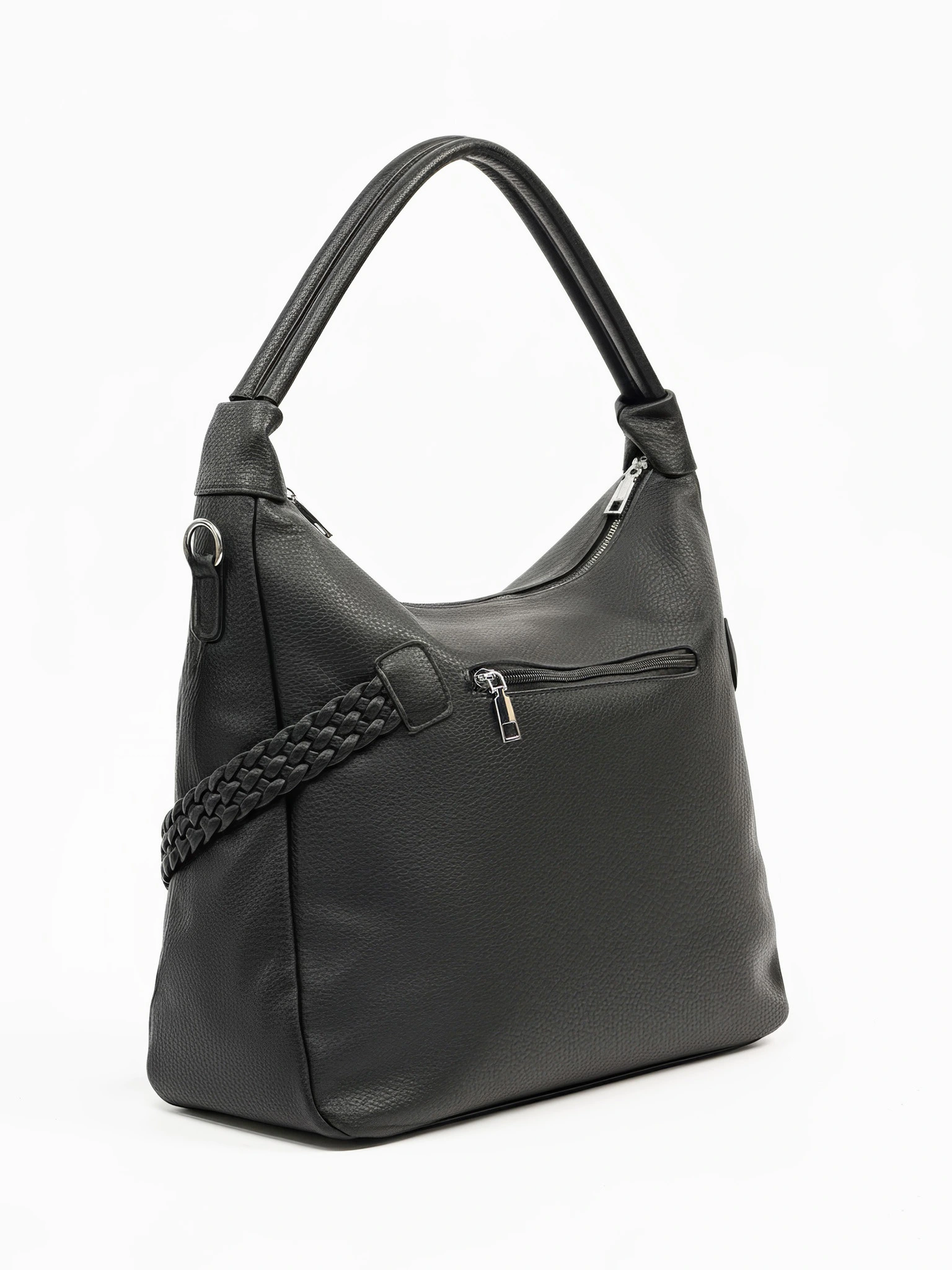 Сумка-шоппер с плетеными ремешками по бокам в ассортименте